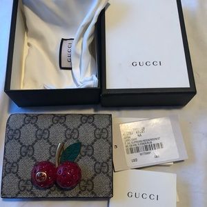 Gucci Accessories Gg Supreme Cherry Card Casewallet Poshmark Gucci Accessories Gg Supreme Cherry Card Case Wallet